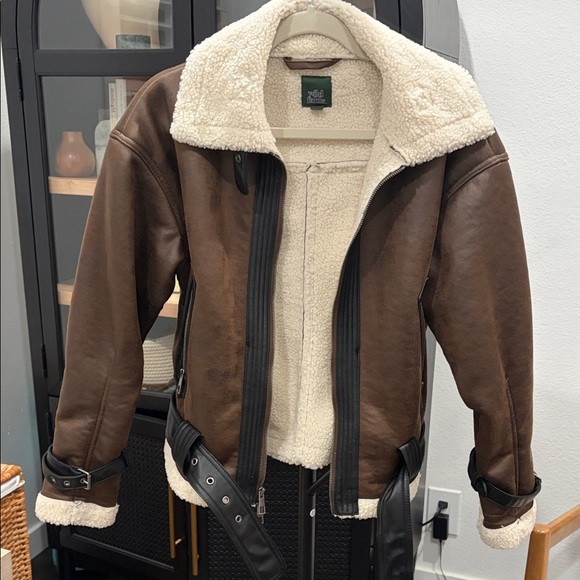 wild fable Jackets & Blazers - Target Wild Fable Brown Motorcycle Jacket with teddy sherpa Lining